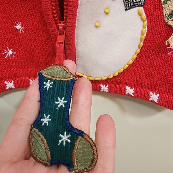 Tiara International snowman applique full zip sweater woman's size large - Picture 7 of 9